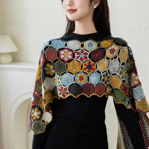 苏苏姐家斑斓艺境多穿披肩手工diy钩针编织毛线团羊毛线材料包 商品图3