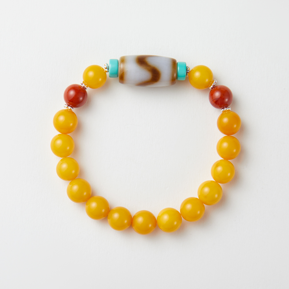 老色蜜蜡天珠手串