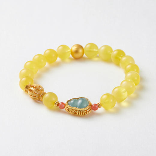 蜜蜡翡翠单圈手串 商品图1