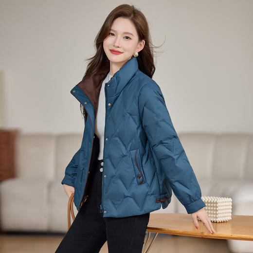 丁摩 气质立领羽绒服女冬季新款高级感盘扣宽松短款白鸭绒外套5ZF-9983 商品图1