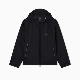 EMPORIO ARMANI 阿玛尼 男士徽标贴片带帽尼龙外套 黑色 EM003417 AF18264 UC001