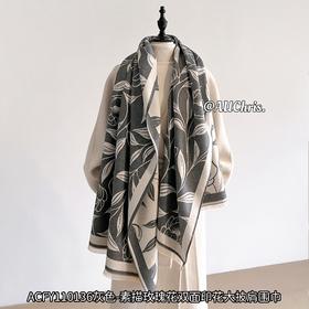 𝗔𝗨𝗖𝗵𝗿𝗶𝘀设计感印花双面围巾大披肩 ACFY110136-灰色