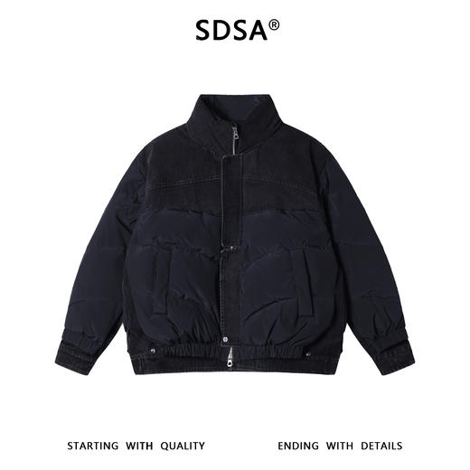 2540010SDSA男士秋冬新款痞帅男装简约纯色拉链立领羽绒服假两件外套百搭 商品图1