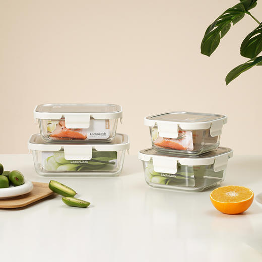 乐扣乐扣（LOCK&LOCK）耐热玻璃保鲜盒套装不锈钢盒盖系列 商品图1