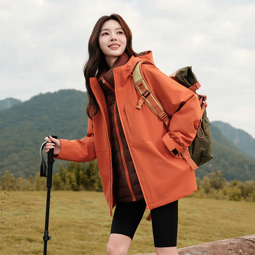 【分销】三合一男女同款羽绒冲锋衣  防水防风透气  防钻绒锁温  户外旅行必备 商品图1