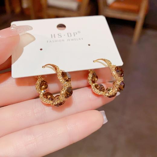 丁摩 法式复古港风精致锆石圆圈耳扣高级感时尚耳环女5ZF-214 商品图1