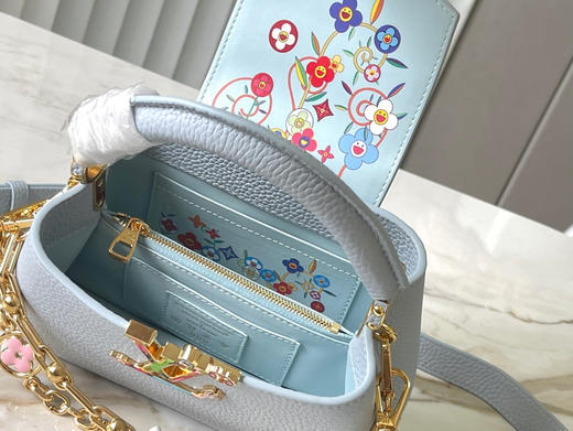 秋冬特惠💰1650 渠道级LV 新品 te级LV 动态芯片 M13707/48865浅灰蓝彩虹二合一链条款 本款Capucines East West手袋 商品图4