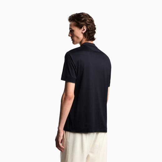EMPORIO ARMANI 阿玛尼 男士字母徽标刺绣 ASV 莱赛尔混纺针织圆领短袖T恤 深蓝色 EM002939 AF18312 UB118 商品图2