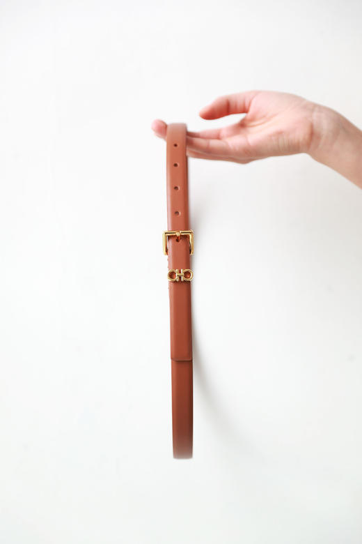 天然牛皮腰带，出口意大利。法式复古风金属五金固定皮带C112488 商品图7