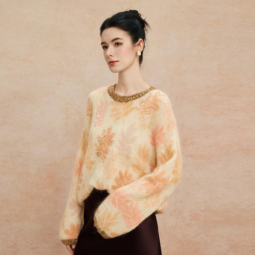 QH605斯尔丽25新款松弛慵懒甜美软糯圆领宽松显瘦上衣 商品图2