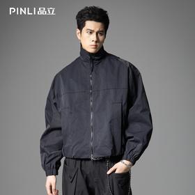 PINLI品立2025秋季新款男立领宽松夹克潮牌工装百搭休闲茄克外套GD253104005
