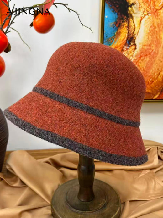 【积分兑换】阿菁娜多色羊毛混纺渔夫帽A30D627001 商品图5