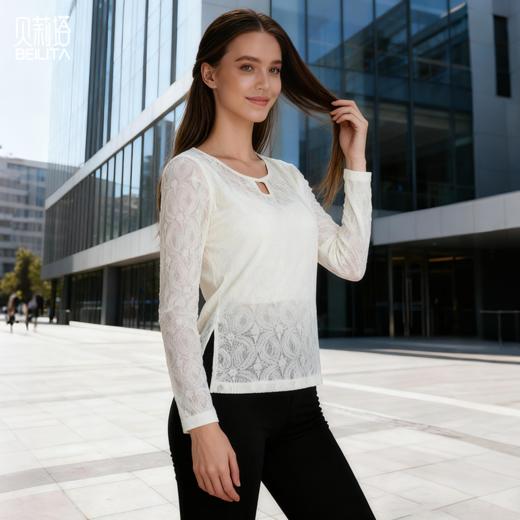 贝莉塔绒感中式复古提花长袖上衣BLT5212女士运动瑜伽服 商品图0