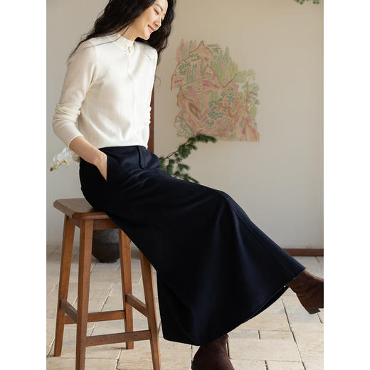 牧衣游原创 羊毛混织毛呢女半裙细腻柔软百搭宽松显瘦鱼尾裙 忆之 商品图1