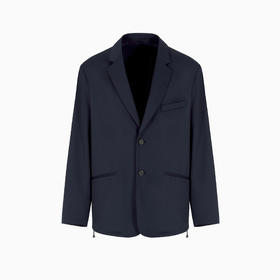 EMPORIO ARMANI 阿玛尼 男士轻盈的初剪羊毛混纺斜纹单排扣西服外套 深蓝色 EM001125 AF17835 UB118
