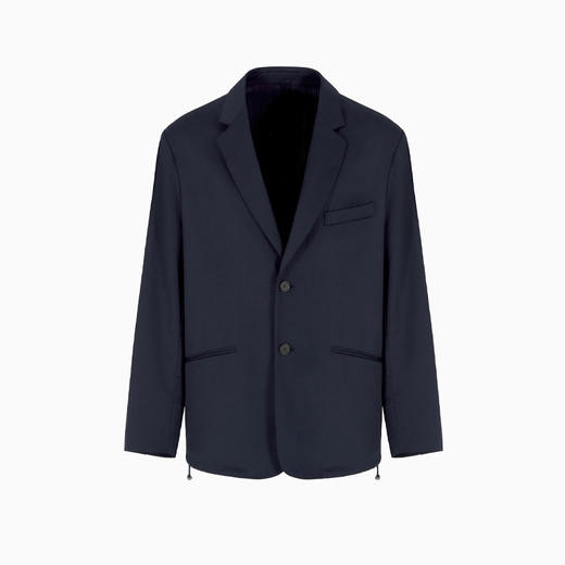 EMPORIO ARMANI 阿玛尼 男士轻盈的初剪羊毛混纺斜纹单排扣西服外套 深蓝色 EM001125 AF17835 UB118 商品图0
