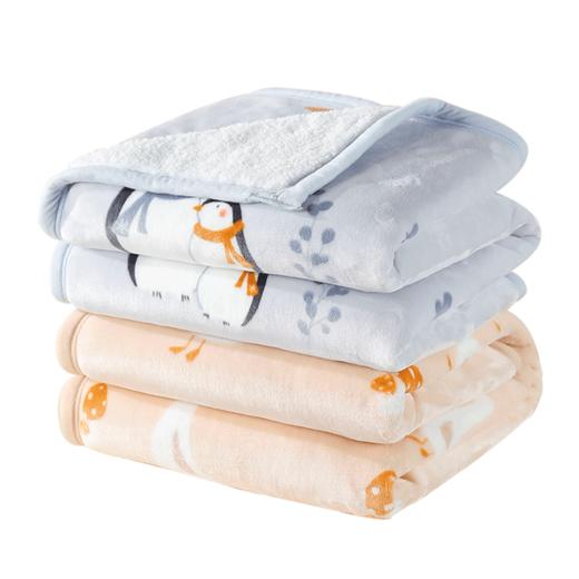 6936671640068   好孩子Goodbaby   羊羔绒加厚法兰绒毛毯婴儿双面盖毯新生儿毯子礼盒装A类(蓝色) 商品图0