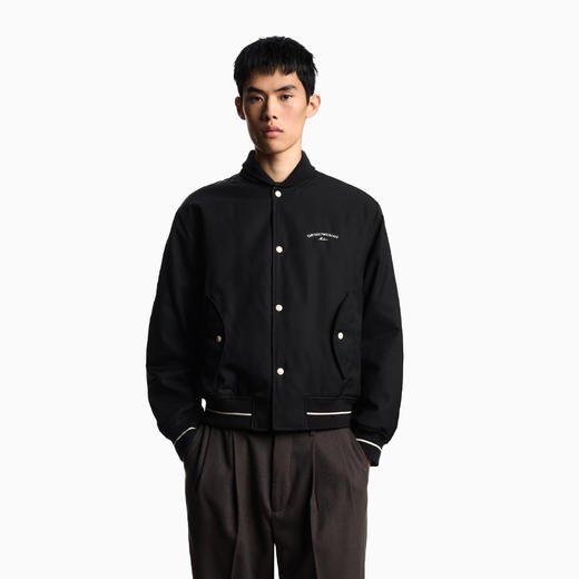EMPORIO ARMANI 阿玛尼 男士字母徽标刺绣尼龙棉服 黑色 EM003124 AF18264 UC001 商品图1