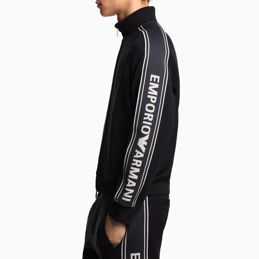 EMPORIO ARMANI 阿玛尼 男士徽标条纹 ASV 双面针织全拉链运动卫衣 黑色 EM002913 AF10013 UC001 商品图3