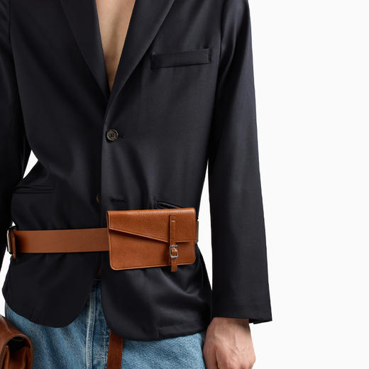 EMPORIO ARMANI 阿玛尼 男士轻盈的初剪羊毛混纺斜纹单排扣西服外套 深蓝色 EM001125 AF17835 UB118 商品图3