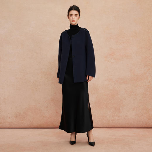 QH959斯尔丽25新款高质韩系肩部显精神显瘦利落手工双面一手长大衣 商品图3
