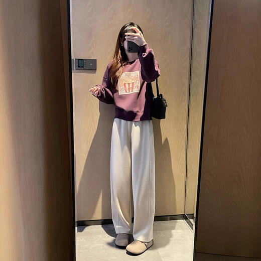 丁摩 王炸面料！真丝羊绒加绒加厚松紧腰垂感针织毛呢直筒阔腿裤女秋5ZF-92101 商品图3