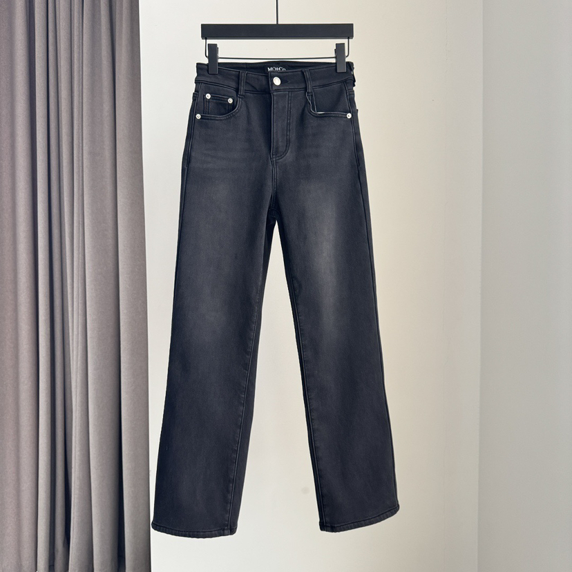 moco加绒牛仔裤直筒裤1126