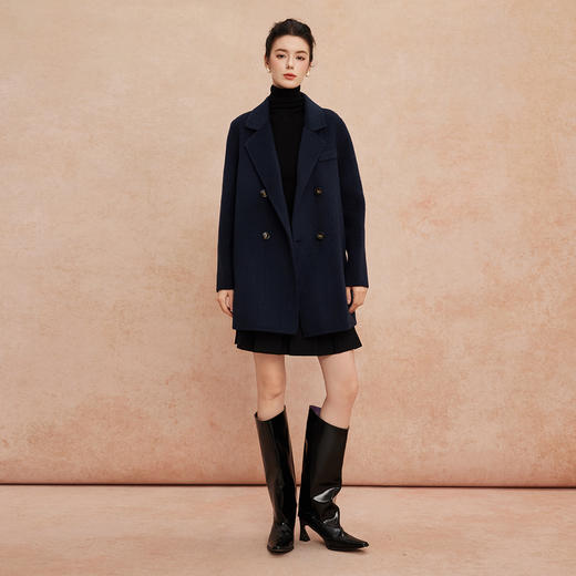 QH947斯尔丽25新款一手长小个子直身时尚百搭通勤双面呢羊毛短大衣 商品图3