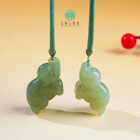 和田玉吊坠-水青大象