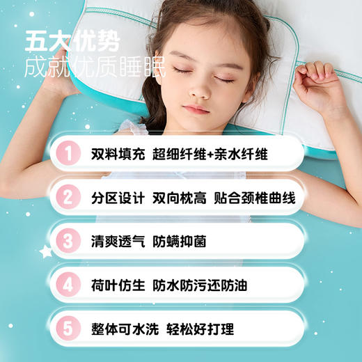 【赠同尺寸枕套】匹鲁亲子款分区五维防护枕儿童成人枕芯 防水 /防污/防发黄 /7A物理抗菌/物理阻螨【护颈深睡枕头专场】 商品图2