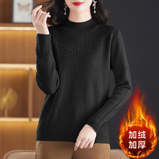 半高领加绒打底衫，内搭上衣一体绒毛衣CC-LL-1657 商品图3