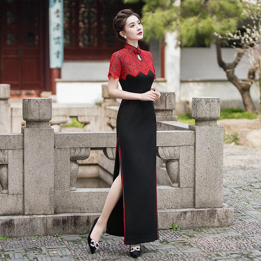 走秀旗袍中国风2025新款时尚演出服优雅中国风舞台表演年轻款气质 商品图2