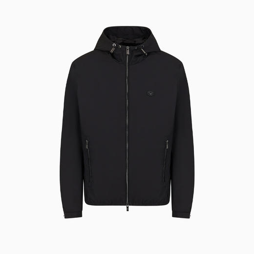 【五】EMPORIO ARMANI 阿玛尼 男士带兜帽和徽标贴片的防水尼龙外套 黑色 8N1BQ0 1NZQZ 0999 商品图0