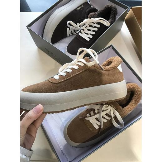 时髦人的加绒保暖休闲鞋~复古高端色系牛皮拼接面包鞋25女冬新款！ 商品图0