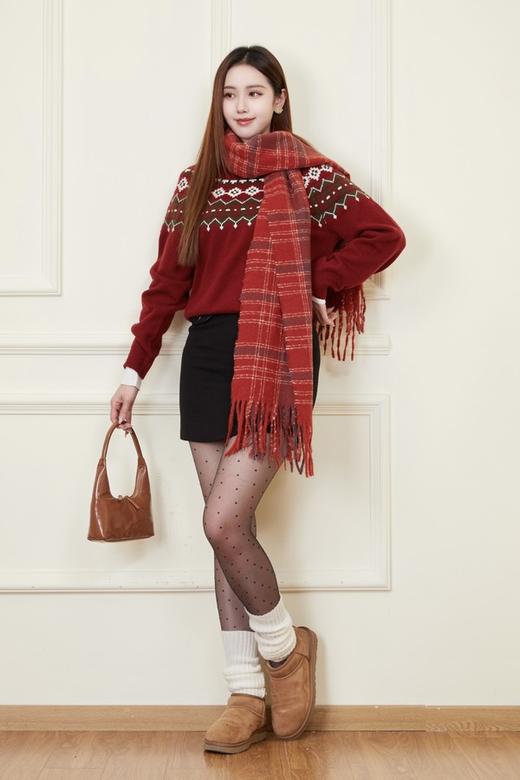 amadella 圣诞氛围红色潮流针织澳毛毛衣 21818 商品图2