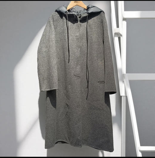 水淼2025冬新款超显瘦休闲连帽双面呢大衣1747 商品图1
