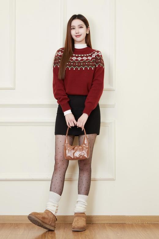 amadella 圣诞氛围红色潮流针织澳毛毛衣 21818 商品图3