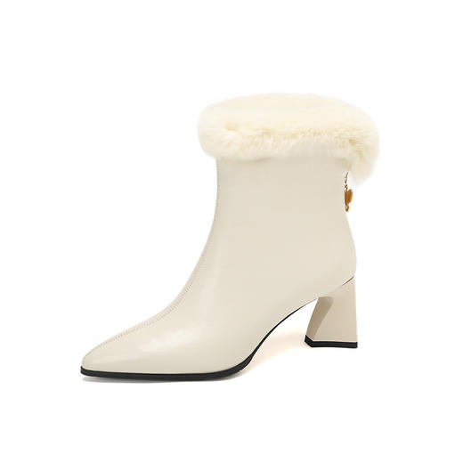 【预售5天】高跟尖头短靴女2025秋冬新款女神气质通勤细跟大码毛毛时装靴898-812 商品图3