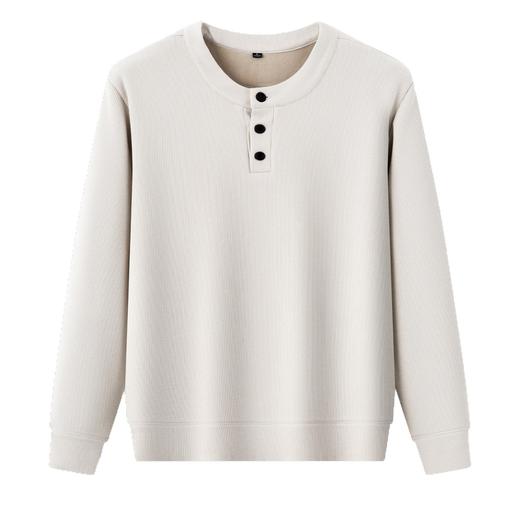 【加绒】秋冬新款羊毛亨利领卫衣柔软奥粒绒T恤男加绒休闲保暖套头圆领男士卫衣 商品图4