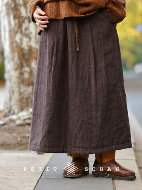 PETIT SCHAN小闪 CLO#968 Agarwood 沉香 亚麻3M黑科技高效暖绒松紧腰夹棉半裙
