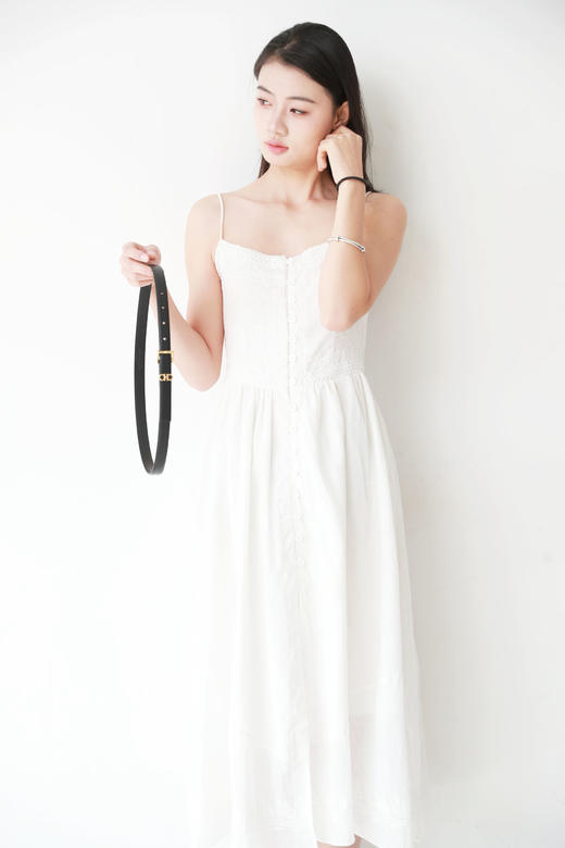 天然牛皮腰带，出口意大利。法式复古风金属五金固定皮带C112488 商品图0