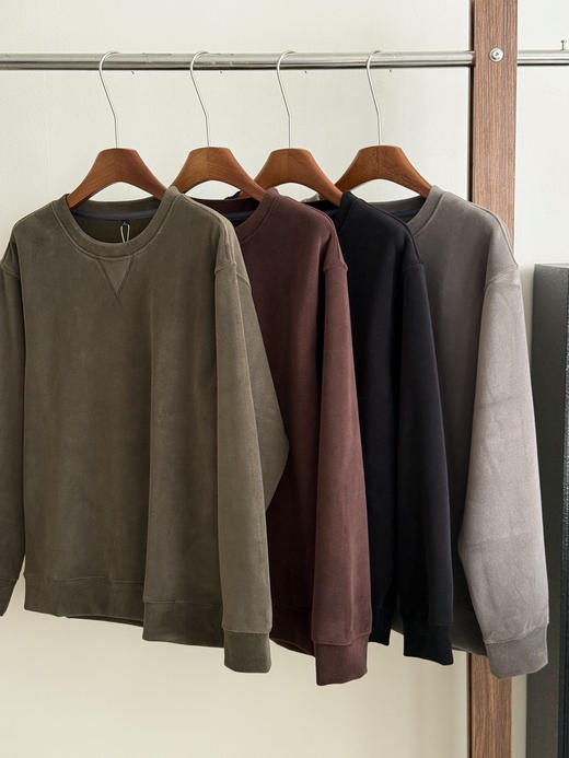 专柜撤柜  细腻柔糯 不起球不掉毛 闭眼入 男士绵羊毛550g双面奥粒绒圆领卫衣 小三角设计绵羊毛奥粒绒男士圆领长袖卫衣 商品图8