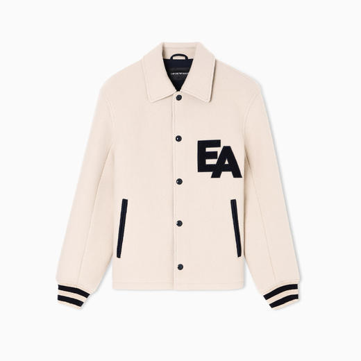 EMPORIO ARMANI 阿玛尼 男士字母徽标贴片羊毛面料短款外套 米色 EM003125 AF17330 U1156 商品图0