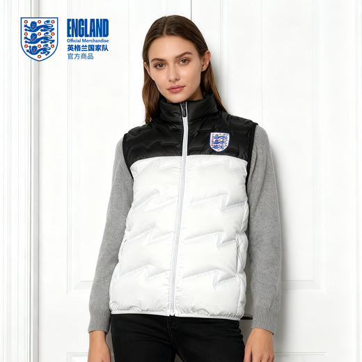 【官方正版】英格兰国家队 | 黑白拼色马甲秋冬保暖羽绒马甲 商品图1