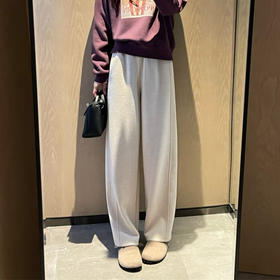 丁摩 王炸面料！真丝羊绒加绒加厚松紧腰垂感针织毛呢直筒阔腿裤女秋5ZF-92101