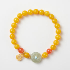 蜜蜡平安扣单圈手串