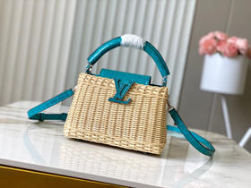 秋冬特惠💰1600 渠道级LV 新品 te级LV 动态芯片 N85520/M48865孔雀绿鳄鱼竹篮 本款Capucines手袋