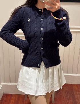 到手价1499元 Ralph Lauren拉夫劳伦女士开衫麻花毛衣 100%棉  美国代购，无中文标签，介意慎拍