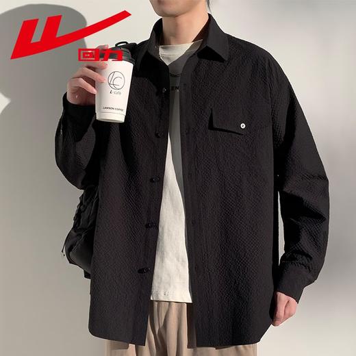回力衬衫男士2025春秋薄款日系格纹长袖衬衣宽松潮流上衣翻领外套 商品图4