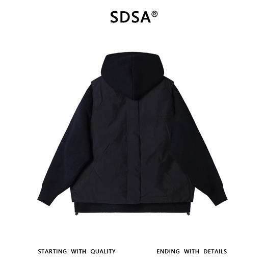 25-10SDSA男士秋冬新款痞帅男装ins简约连帽毛衣羽绒服两件套宽松外套 商品图5